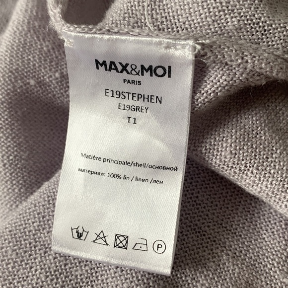 Max&Moi Paris light gray, 100% linen knit top, blouse, size M - Picture 12 of 12
